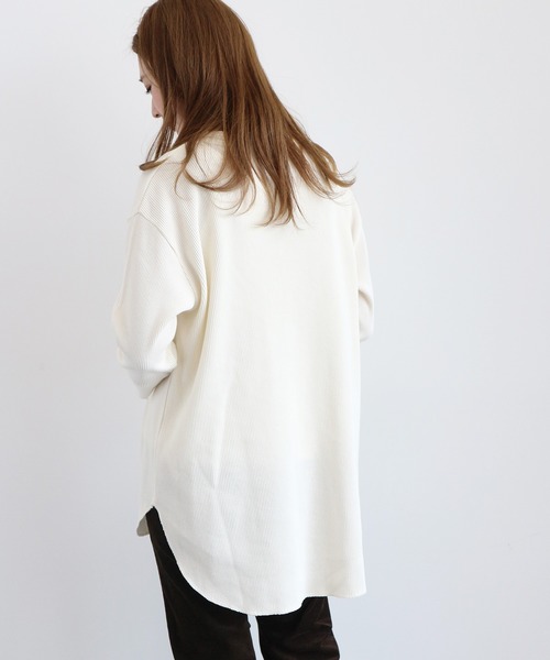 AMERICAN HOLIC（アメリカンホリック）の「スキッパーワッフル7分袖カットチュニック 　＊（Tシャツ/カットソー・レディース・ブラック/その他9/アイボリー/モカ・LARGE/MEDIUM）」の6枚目の写真