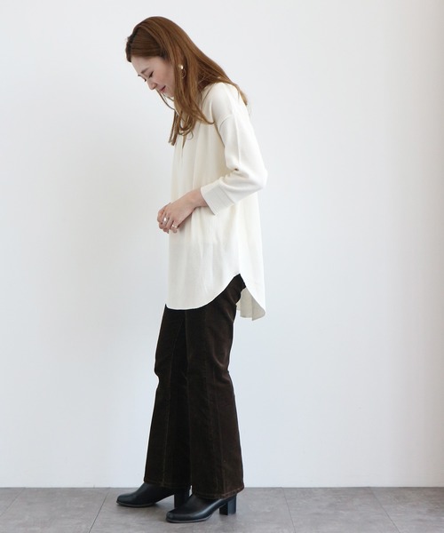 AMERICAN HOLIC（アメリカンホリック）の「スキッパーワッフル7分袖カットチュニック 　＊（Tシャツ/カットソー・レディース・ブラック/その他9/アイボリー/モカ・LARGE/MEDIUM）」の5枚目の写真