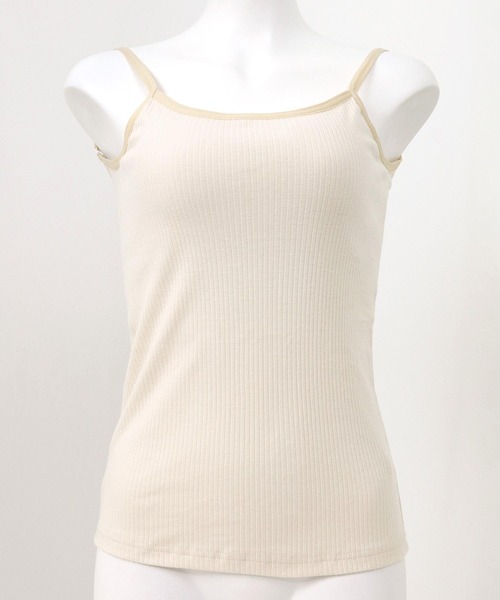 fran de lingerie（フランデランジェリー）の「back open simple inner背中開き＆カップ付き・綿100％のシンプルキャミソール（キャミソール・レディース・ブラック/アイボリー/クリアブラック・M/L）」の16枚目の写真