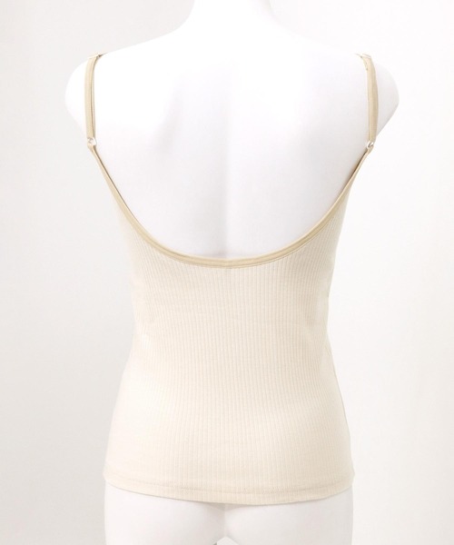 fran de lingerie（フランデランジェリー）の「back open simple inner背中開き＆カップ付き・綿100％のシンプルキャミソール（キャミソール・レディース・ブラック/アイボリー/クリアブラック・M/L）」の17枚目の写真