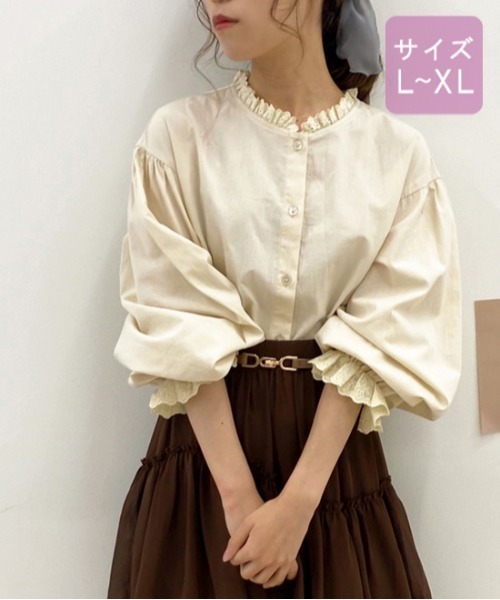 apres jour（アプレジュール）の「【大きいサイズ】コットンレースフリルブラウス【ZOZOTOWN限定アイテム】（シャツ/ブラウス・レディース・アイボリー/オフホワイト・X-LARGE）」の2枚目の写真