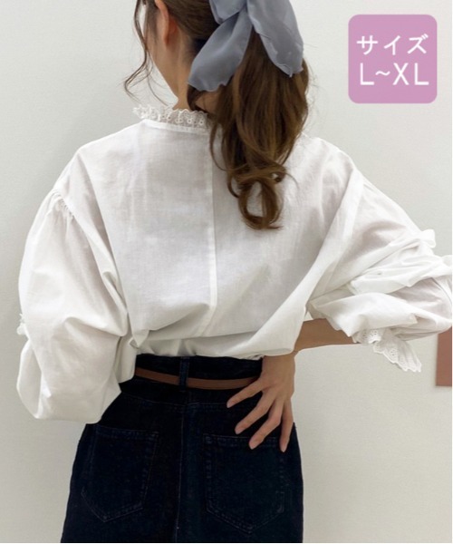 apres jour（アプレジュール）の「【大きいサイズ】コットンレースフリルブラウス【ZOZOTOWN限定アイテム】（シャツ/ブラウス・レディース・アイボリー/オフホワイト・X-LARGE）」の10枚目の写真