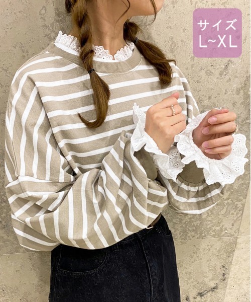 apres jour（アプレジュール）の「【大きいサイズ】コットンレースフリルブラウス【ZOZOTOWN限定アイテム】（シャツ/ブラウス・レディース・アイボリー/オフホワイト・X-LARGE）」の14枚目の写真