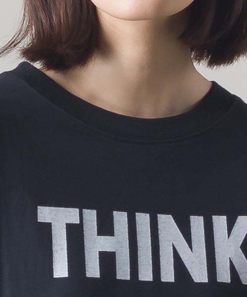 OMNES(オムネス)の「ファインコットン プリント七分袖Tシャツ(Tシャツ/カットソー・レディース・ホワイト/ブラック/ベージュ/カーキ・FREE)」の13枚目の写真