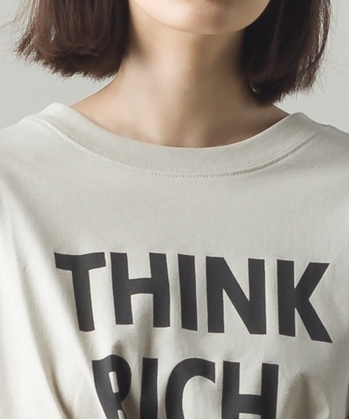 OMNES(オムネス)の「ファインコットン プリント七分袖Tシャツ(Tシャツ/カットソー・レディース・ホワイト/ブラック/ベージュ/カーキ・FREE)」の18枚目の写真
