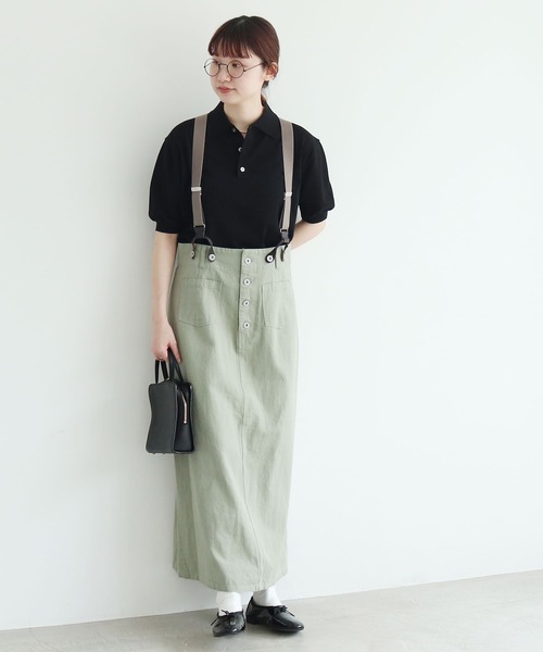 fig London リネンスカート　グリーン fig London リネンスカートグリーン