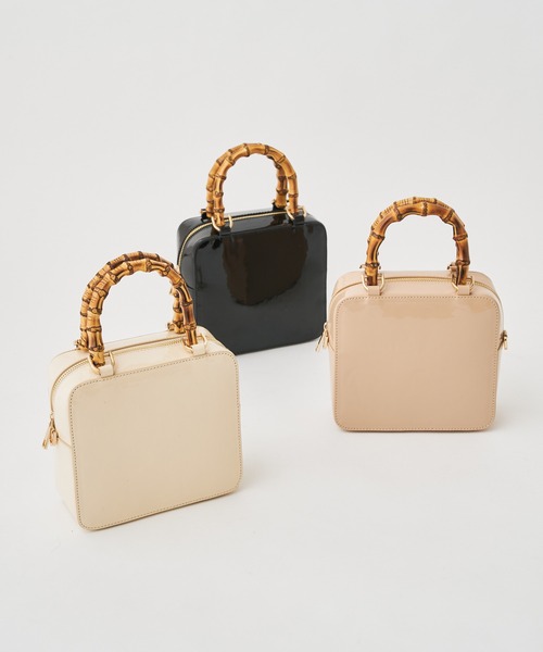 Chico（チコ）の「バンブーハンドルエナメルバッグ（ハンドバッグ・レディース・アイボリー/ブラック/ベージュ・FREE）」の8枚目の写真