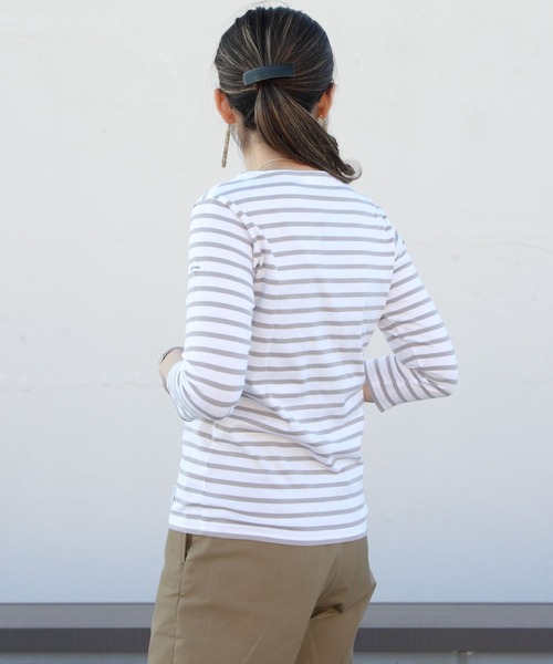 ORCIVAL（オーシバル）の「ORCIVAL/オーシバル　ボートネックカットソー　ボーダー　40/2 BORDER RC9224（Tシャツ/カットソー・レディース・ホワイト/ライトグレー/オレンジ/グリーン/ロイヤルブルー/グレイッシュベージュ・1/2）」の11枚目の写真