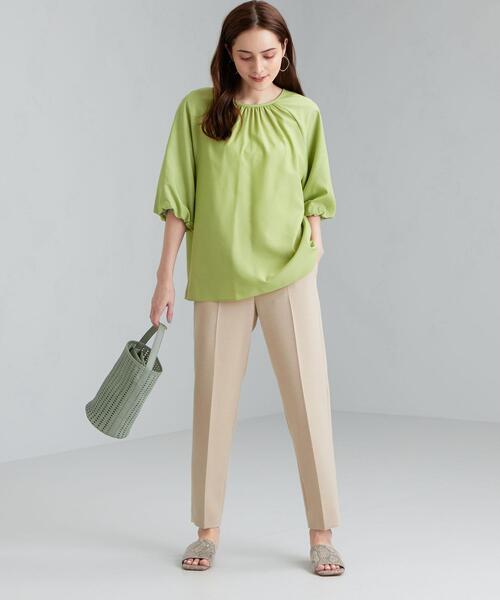 green label relaxing（グリーンレーベルリラクシング）の「FFC バルーン スリーブ ブラウス（シャツ/ブラウス・レディース・ブラック/ライム/ナチュラル・FREE）」の13枚目の写真
