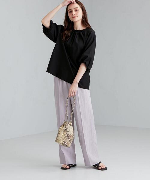 green label relaxing（グリーンレーベルリラクシング）の「FFC バルーン スリーブ ブラウス（シャツ/ブラウス・レディース・ブラック/ライム/ナチュラル・FREE）」の18枚目の写真