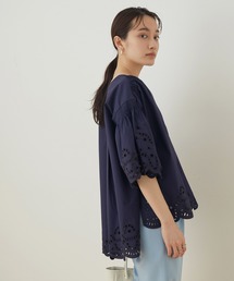 <洗える>スカラップ刺繍ブラウス