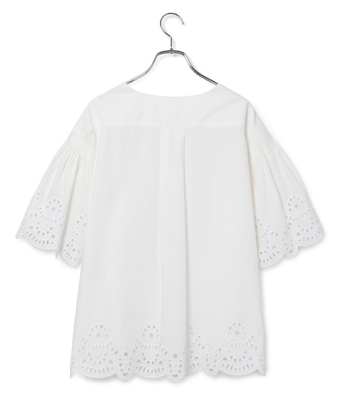 【美品】サロンアダムエロペ　洗える　裾スカラップシャツ　ブラウス　コットン混 SALON adam et ropé(サロン アダム エ ロペ) / 裾スカラップ