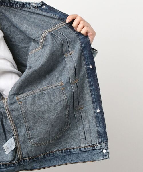 prose verse（プロズヴェール）の「ライトオンスノーカラージャケット（デニムジャケット・レディース・ブラック/カーキ/ブルー/アイボリー/サンドベージュ・ﾌﾘ-）」の6枚目の写真