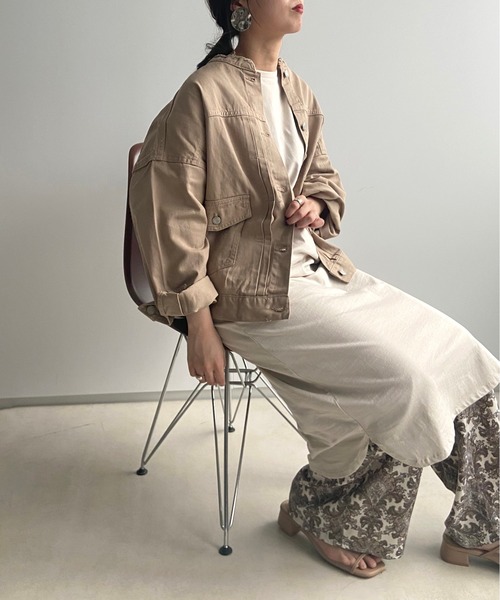 prose verse（プロズヴェール）の「ライトオンスノーカラージャケット（デニムジャケット・レディース・ブラック/カーキ/ブルー/アイボリー/サンドベージュ・ﾌﾘ-）」の3枚目の写真