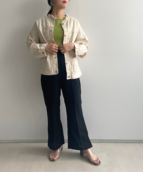 prose verse（プロズヴェール）の「ライトオンスノーカラージャケット（デニムジャケット・レディース・ブラック/カーキ/ブルー/アイボリー/サンドベージュ・ﾌﾘ-）」の7枚目の写真