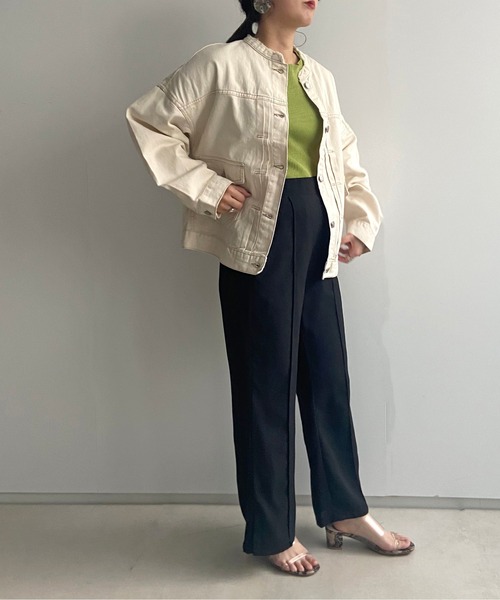 prose verse（プロズヴェール）の「ライトオンスノーカラージャケット（デニムジャケット・レディース・ブラック/カーキ/ブルー/アイボリー/サンドベージュ・ﾌﾘ-）」の8枚目の写真