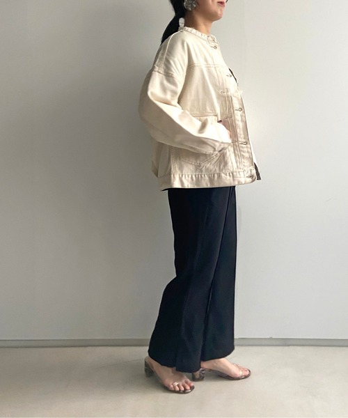 prose verse（プロズヴェール）の「ライトオンスノーカラージャケット（デニムジャケット・レディース・ブラック/カーキ/ブルー/アイボリー/サンドベージュ・ﾌﾘ-）」の9枚目の写真