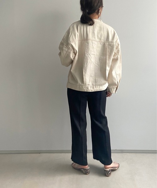 prose verse（プロズヴェール）の「ライトオンスノーカラージャケット（デニムジャケット・レディース・ブラック/カーキ/ブルー/アイボリー/サンドベージュ・ﾌﾘ-）」の10枚目の写真