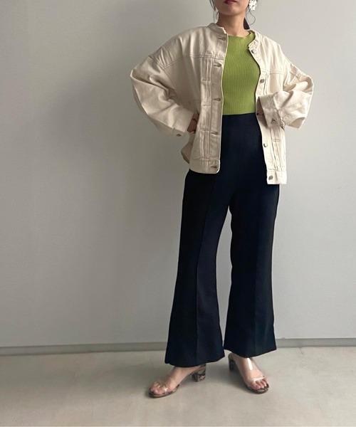 prose verse（プロズヴェール）の「ライトオンスノーカラージャケット（デニムジャケット・レディース・ブラック/カーキ/ブルー/アイボリー/サンドベージュ・ﾌﾘ-）」の12枚目の写真