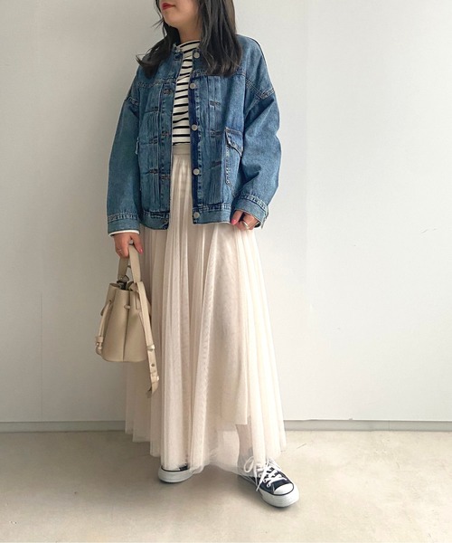 prose verse（プロズヴェール）の「ライトオンスノーカラージャケット（デニムジャケット・レディース・ブラック/カーキ/ブルー/アイボリー/サンドベージュ・ﾌﾘ-）」の21枚目の写真