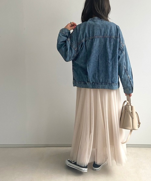 prose verse（プロズヴェール）の「ライトオンスノーカラージャケット（デニムジャケット・レディース・ブラック/カーキ/ブルー/アイボリー/サンドベージュ・ﾌﾘ-）」の22枚目の写真