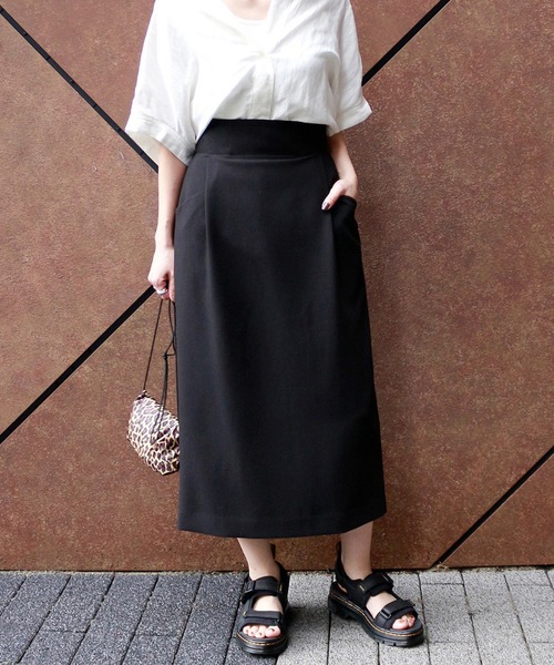 JOURNAL STANDARD（ジャーナルスタンダード）の「TCダブルクロスタイトスカート（スカート・レディース・ブラック/グリーン系その他・38/36）」の2枚目の写真