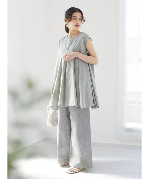 Petit fleur（プチフルール）の「・Petit fleur　タックフレアキリカエチュニック＊（Tシャツ/カットソー・レディース・オフホワイト/ミント/チャコールグレー/ブラック・FREE）」の22枚目の写真