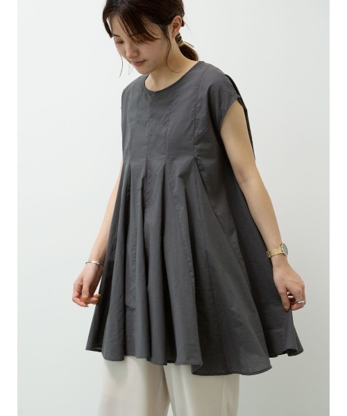 Petit fleur（プチフルール）の「・Petit fleur　タックフレアキリカエチュニック＊（Tシャツ/カットソー・レディース・オフホワイト/ミント/チャコールグレー/ブラック・FREE）」の3枚目の写真