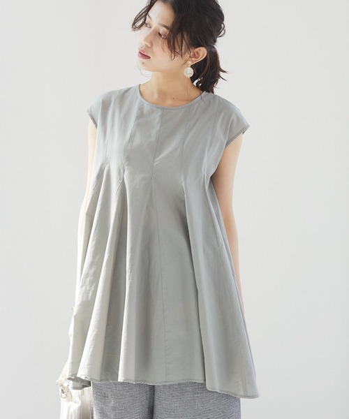 Petit fleur（プチフルール）の「・Petit fleur　タックフレアキリカエチュニック＊（Tシャツ/カットソー・レディース・オフホワイト/ミント/チャコールグレー/ブラック・FREE）」の4枚目の写真