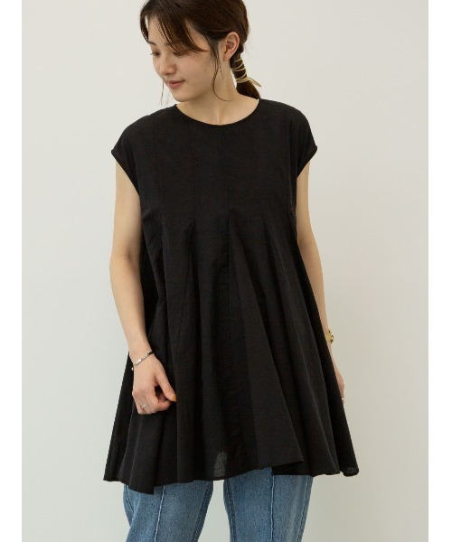 Petit fleur（プチフルール）の「・Petit fleur　タックフレアキリカエチュニック＊（Tシャツ/カットソー・レディース・オフホワイト/ミント/チャコールグレー/ブラック・FREE）」の2枚目の写真