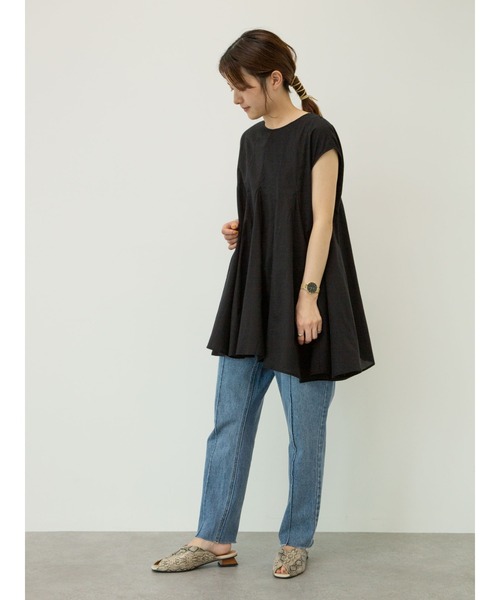 Petit fleur（プチフルール）の「・Petit fleur　タックフレアキリカエチュニック＊（Tシャツ/カットソー・レディース・オフホワイト/ミント/チャコールグレー/ブラック・FREE）」の7枚目の写真