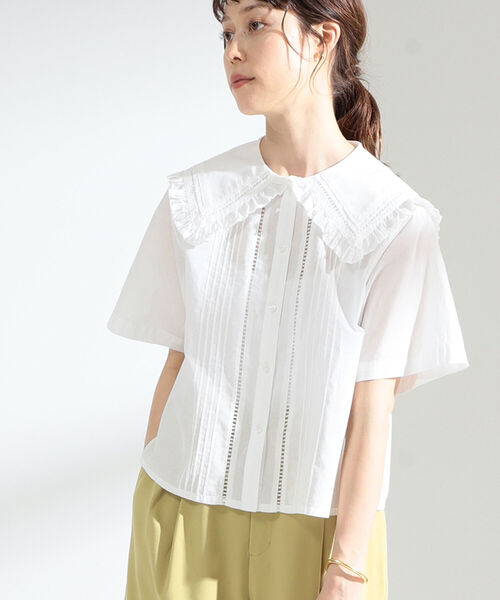 Ray BEAMS（レイビームス）の「Ray BEAMS / ビッグ フリルカラー シャツ（シャツ/ブラウス・レディース・ブラック/ホワイト・ONE SIZE）」の14枚目の写真