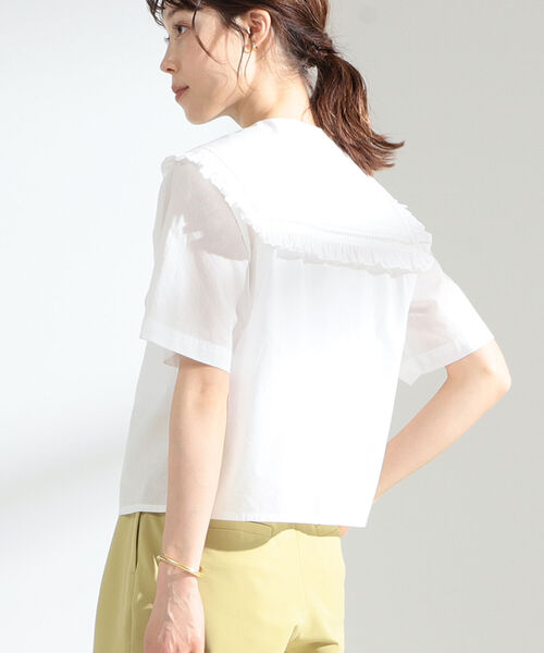 Ray BEAMS（レイビームス）の「Ray BEAMS / ビッグ フリルカラー シャツ（シャツ/ブラウス・レディース・ブラック/ホワイト・ONE SIZE）」の15枚目の写真