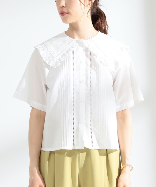 Ray BEAMS（レイビームス）の「Ray BEAMS / ビッグ フリルカラー シャツ（シャツ/ブラウス・レディース・ブラック/ホワイト・ONE SIZE）」の10枚目の写真