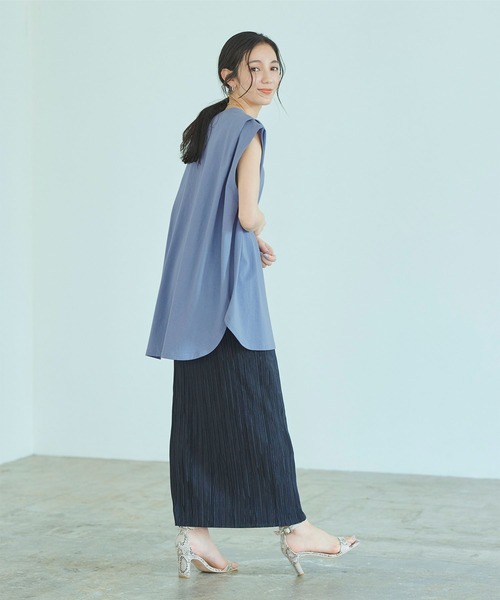 titivate(ティティベイト)の「タックデザインフレンチスリーブトップス(Tシャツ/カットソー・レディース・オフホワイト/オレンジ/グレイッシュベージュ/モカ/ブルー/チャコール・S/M)」の8枚目の写真