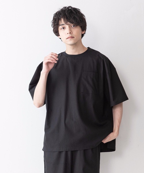 UNIIT(ユニット)の「【UNIIT】コットンリネンビッグスリーブ ビッグシルエット/オーバーサイズ Tシャツ(Tシャツ/カットソー・メンズ・ブラック/ベージュ/ホワイト/サックスブルー・MEDIUM/LARGE)」の2枚目の写真