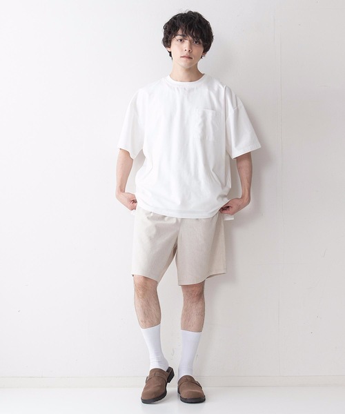 UNIIT(ユニット)の「【UNIIT】コットンリネンビッグスリーブ ビッグシルエット/オーバーサイズ Tシャツ(Tシャツ/カットソー・メンズ・ブラック/ベージュ/ホワイト/サックスブルー・MEDIUM/LARGE)」の5枚目の写真