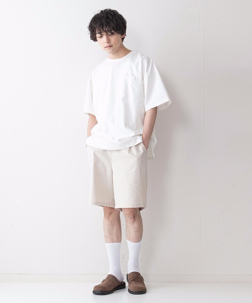 UNIIT(ユニット)の「【UNIIT】コットンリネンビッグスリーブ ビッグシルエット/オーバーサイズ Tシャツ(Tシャツ/カットソー・メンズ・ブラック/ベージュ/ホワイト/サックスブルー・MEDIUM/LARGE)」の6枚目の写真