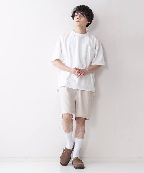 UNIIT(ユニット)の「【UNIIT】コットンリネンビッグスリーブ ビッグシルエット/オーバーサイズ Tシャツ(Tシャツ/カットソー・メンズ・ブラック/ベージュ/ホワイト/サックスブルー・MEDIUM/LARGE)」の7枚目の写真