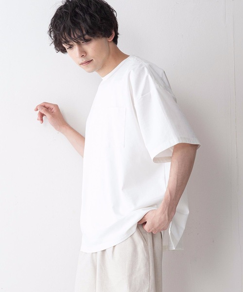 UNIIT(ユニット)の「【UNIIT】コットンリネンビッグスリーブ ビッグシルエット/オーバーサイズ Tシャツ(Tシャツ/カットソー・メンズ・ブラック/ベージュ/ホワイト/サックスブルー・MEDIUM/LARGE)」の11枚目の写真