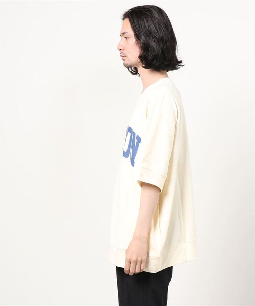 SITRY（シトリー）の「Oversize Heavy Weight College Print Sweat T-shirt/オーバーサイズ ヘビーウェイト カレッジプリント スウェット Tシャツ（Tシャツ/カットソー・メンズ・チャコールグレー/サックスブルー/グリーン/グレイッシュベージュ/キナリ・L/M）」の18枚目の写真