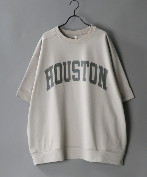 SITRY（シトリー）の「Oversize Heavy Weight College Print Sweat T-shirt/オーバーサイズ ヘビーウェイト カレッジプリント スウェット Tシャツ（Tシャツ/カットソー・メンズ・チャコールグレー/サックスブルー/グリーン/グレイッシュベージュ/キナリ・L/M）」の4枚目の写真