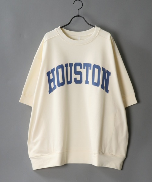 SITRY（シトリー）の「Oversize Heavy Weight College Print Sweat T-shirt/オーバーサイズ ヘビーウェイト カレッジプリント スウェット Tシャツ（Tシャツ/カットソー・メンズ・チャコールグレー/サックスブルー/グリーン/グレイッシュベージュ/キナリ・L/M）」の2枚目の写真