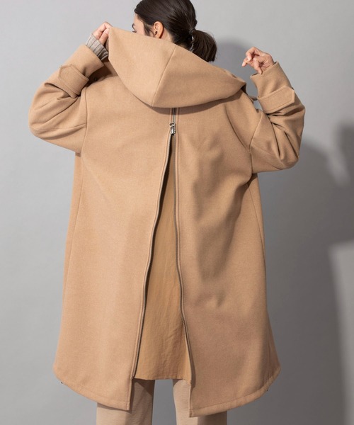 Munich（ミューニック）の「ウォームダブルジャージー＋【TAION】インナーダウン　３WAYモッズコート（モッズコート・レディース・ブラック/カーキ/キャメル・S/XS）」の4枚目の写真