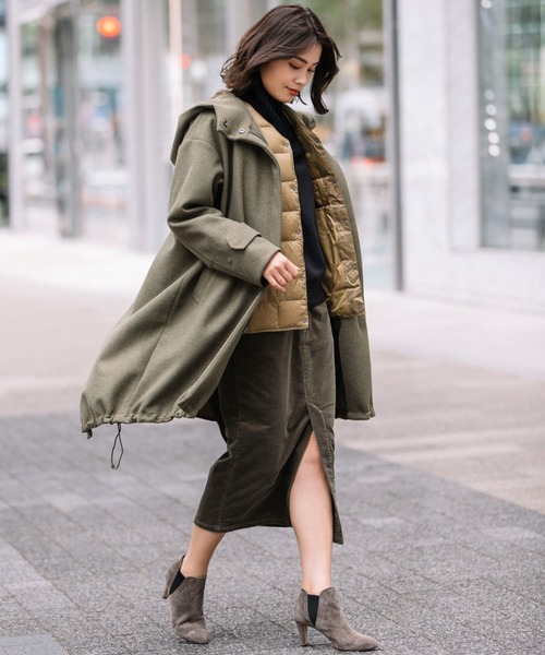 Munich（ミューニック）の「ウォームダブルジャージー＋【TAION】インナーダウン　３WAYモッズコート（モッズコート・レディース・ブラック/カーキ/キャメル・S/XS）」の19枚目の写真