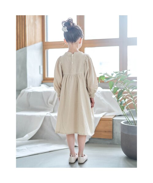 apres les cours（アプレレクール）の「ダブルガーゼナチュラルワンピース（ワンピース・キッズ・ピンク/キナリ・80/130/100/110/90/120）」の4枚目の写真