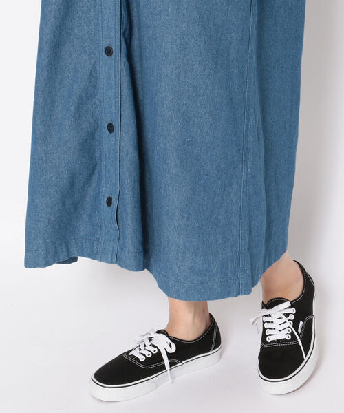 AVIREX（アヴィレックス）の「カラーコンビロングシャツワンピース/ COLOR COMBI LONG SHIRT ONEPIECE（シャツワンピース・レディース・ライトブルー/オリーブ/チャコールグレー・FREE）」の9枚目の写真