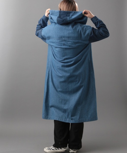 AVIREX（アヴィレックス）の「カラーコンビロングシャツワンピース/ COLOR COMBI LONG SHIRT ONEPIECE（シャツワンピース・レディース・ライトブルー/オリーブ/チャコールグレー・FREE）」の20枚目の写真