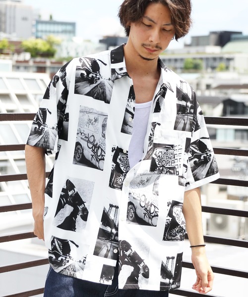 ８(eight)（エイト）の「総柄プリント半袖シャツ（シャツ/ブラウス・メンズ・ワインレッド/ホワイト系その他/ブラック系その他/ホワイト系その他2/ホワイト系その他3/ブラック系その他2/ブラック系その他3/ブラック系その他4・MEDIUM/LARGE）」の3枚目の写真