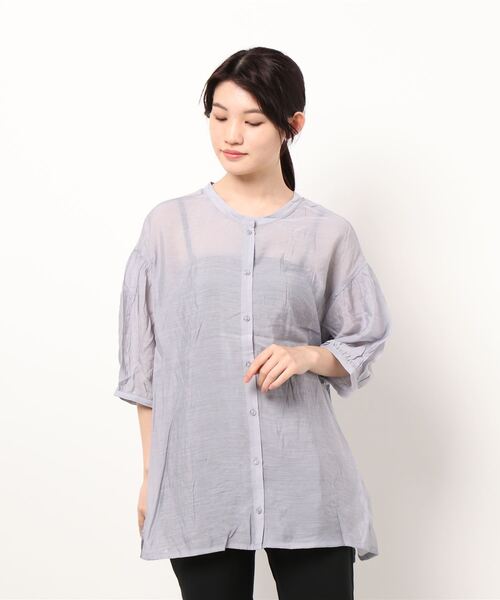 ehka sopo（エヘカソポ）の「前後着リボンシアーブラウス（シャツ/ブラウス・レディース・サックスブルー/キナリ/ピンク/グリーン・ﾌﾘ-）」の3枚目の写真